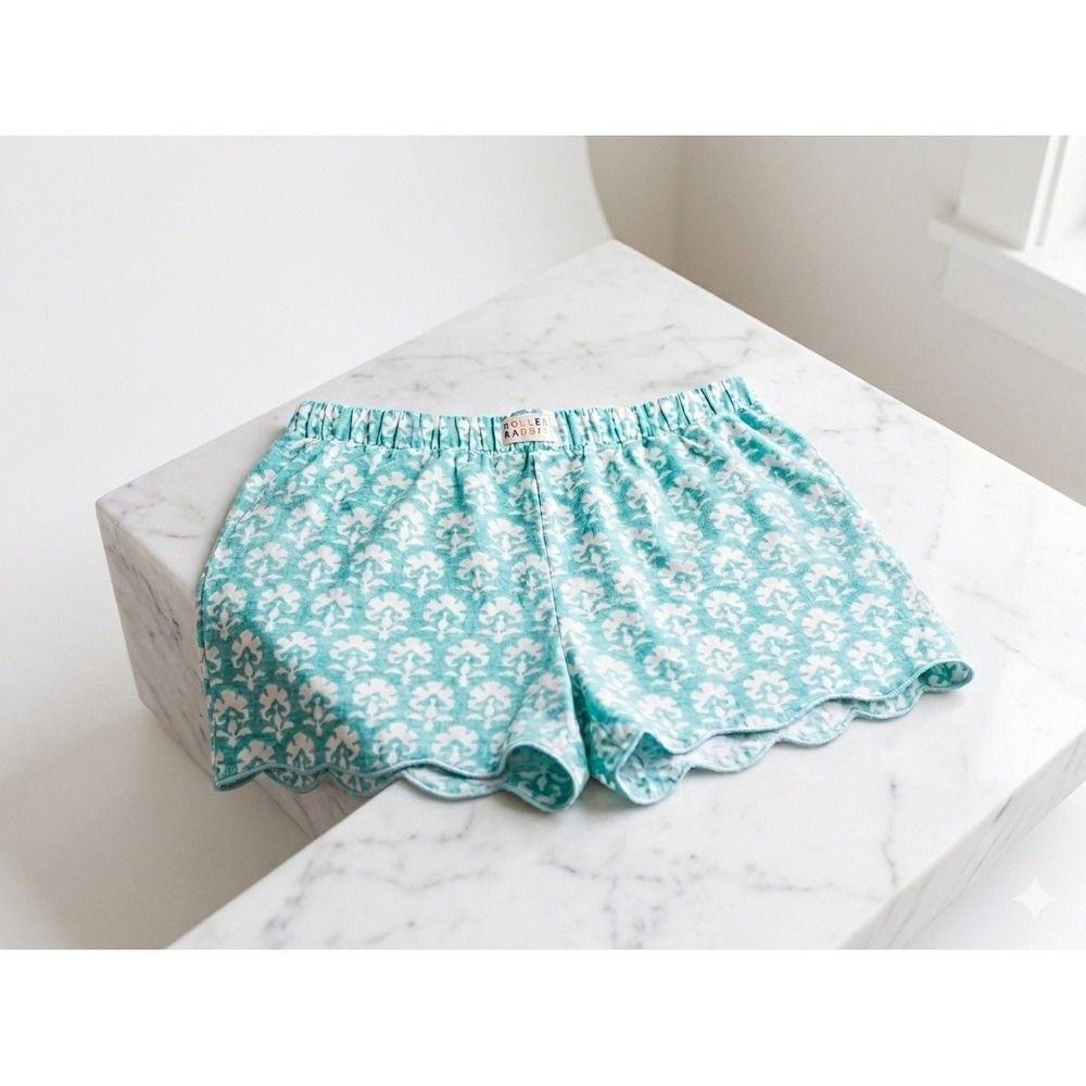 Women's Stamped Floral Poplin Boxer Shorts Teal - Roller Rabbit X Target Medium